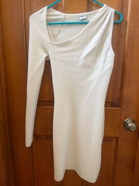 Abercrombie & Fitch One-Shoulder Cream Bodycon Dress